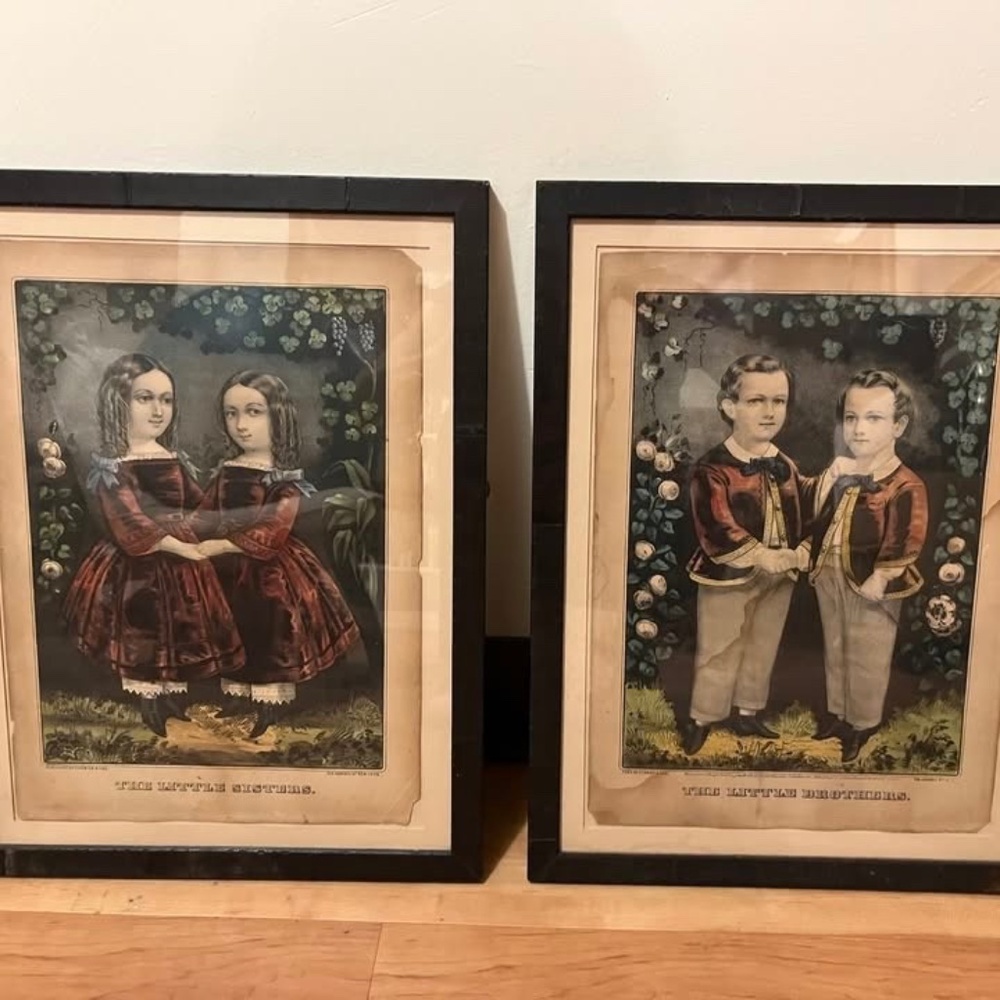 Currier and Ives lithograph prints, pairs of twins
